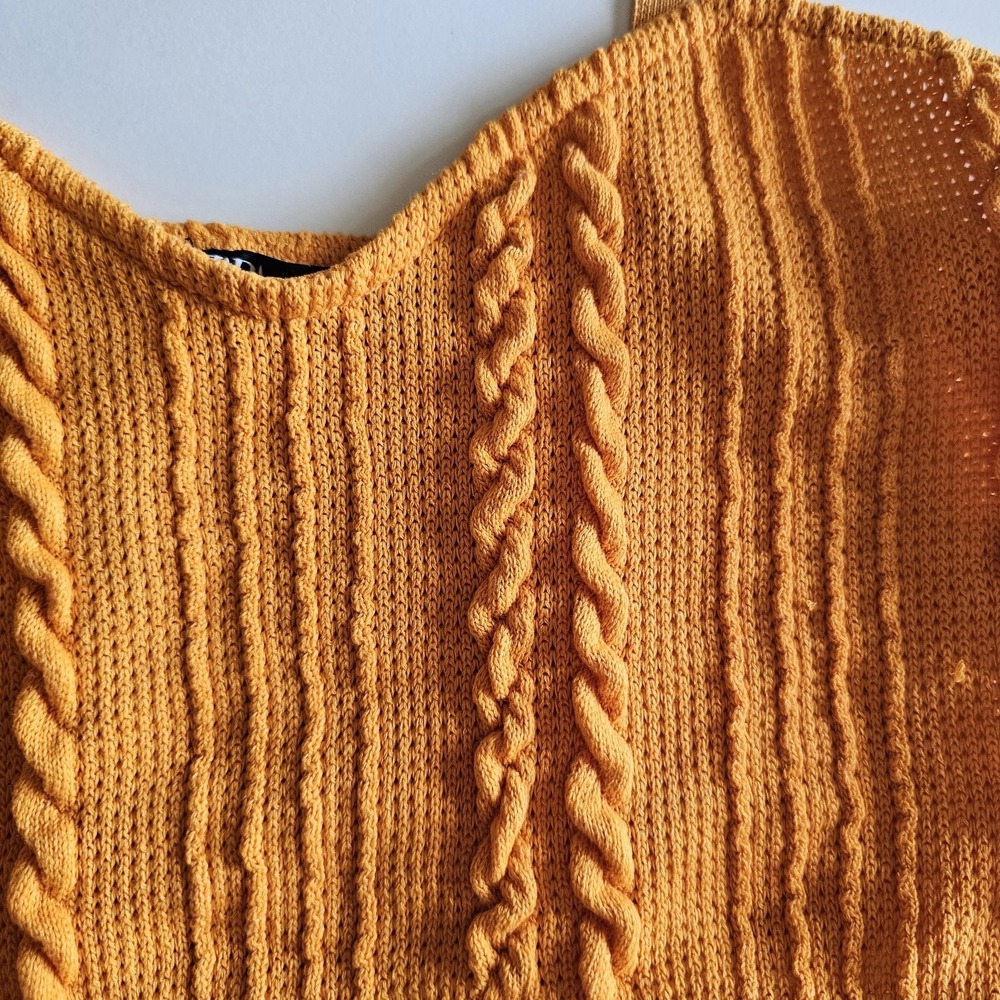 Zara Crop Top Womens Medium Orange Boho Textured Summer Festival Beach Boardwalk - Picture 2 of 5